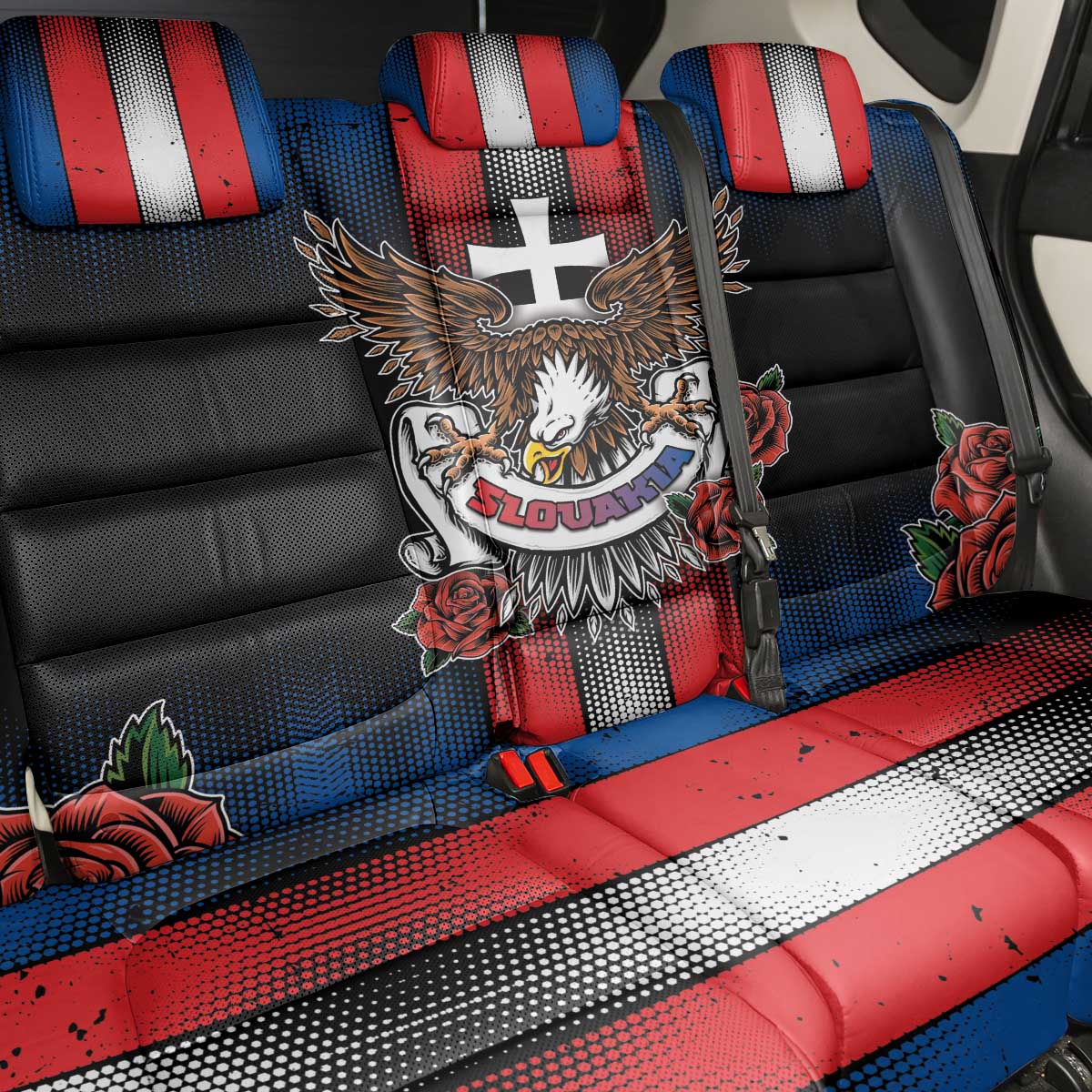 Slovakia Back Car Seat Cover The Eagle Double Cross Symbol - Wonder Print Shop