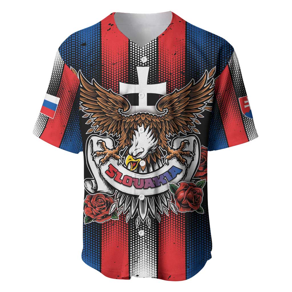 Personalized Slovakia Baseball Jersey The Eagle Double Cross Symbol - Wonder Print Shop