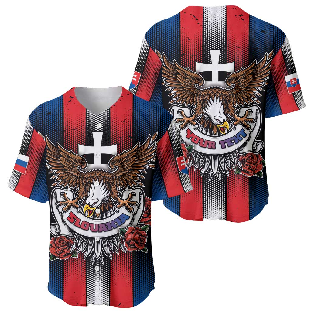 Personalized Slovakia Baseball Jersey The Eagle Double Cross Symbol - Wonder Print Shop