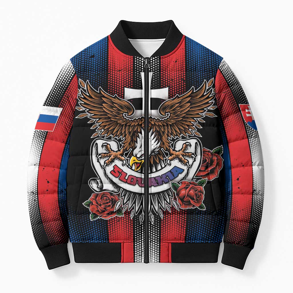 Personalized Slovakia Bomber Puffer Jacket The Eagle Double Cross Symbol - Wonder Print Shop