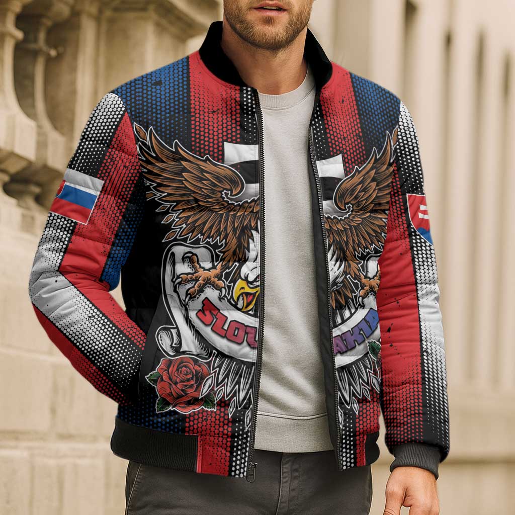 Personalized Slovakia Bomber Puffer Jacket The Eagle Double Cross Symbol - Wonder Print Shop