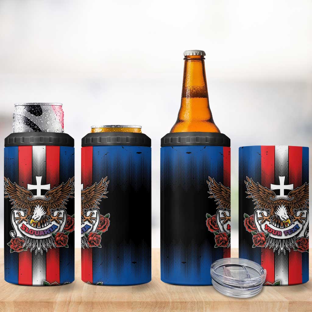Personalized Slovakia 4 in 1 Can Cooler Tumbler The Eagle Double Cross Symbol - Wonder Print Shop