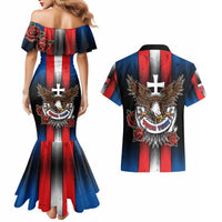 Personalized Slovakia Couples Matching Mermaid Dress and Hawaiian Shirt The Eagle Double Cross Symbol - Wonder Print Shop