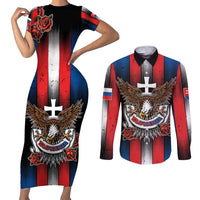 Personalized Slovakia Couples Matching Short Sleeve Bodycon Dress and Long Sleeve Button Shirt The Eagle Double Cross Symbol - Wonder Print Shop