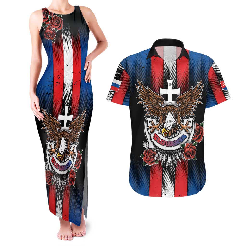 Personalized Slovakia Couples Matching Tank Maxi Dress and Hawaiian Shirt The Eagle Double Cross Symbol - Wonder Print Shop