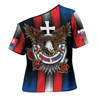 Personalized Slovakia Cross Shoulder Shirt The Eagle Double Cross Symbol - Wonder Print Shop