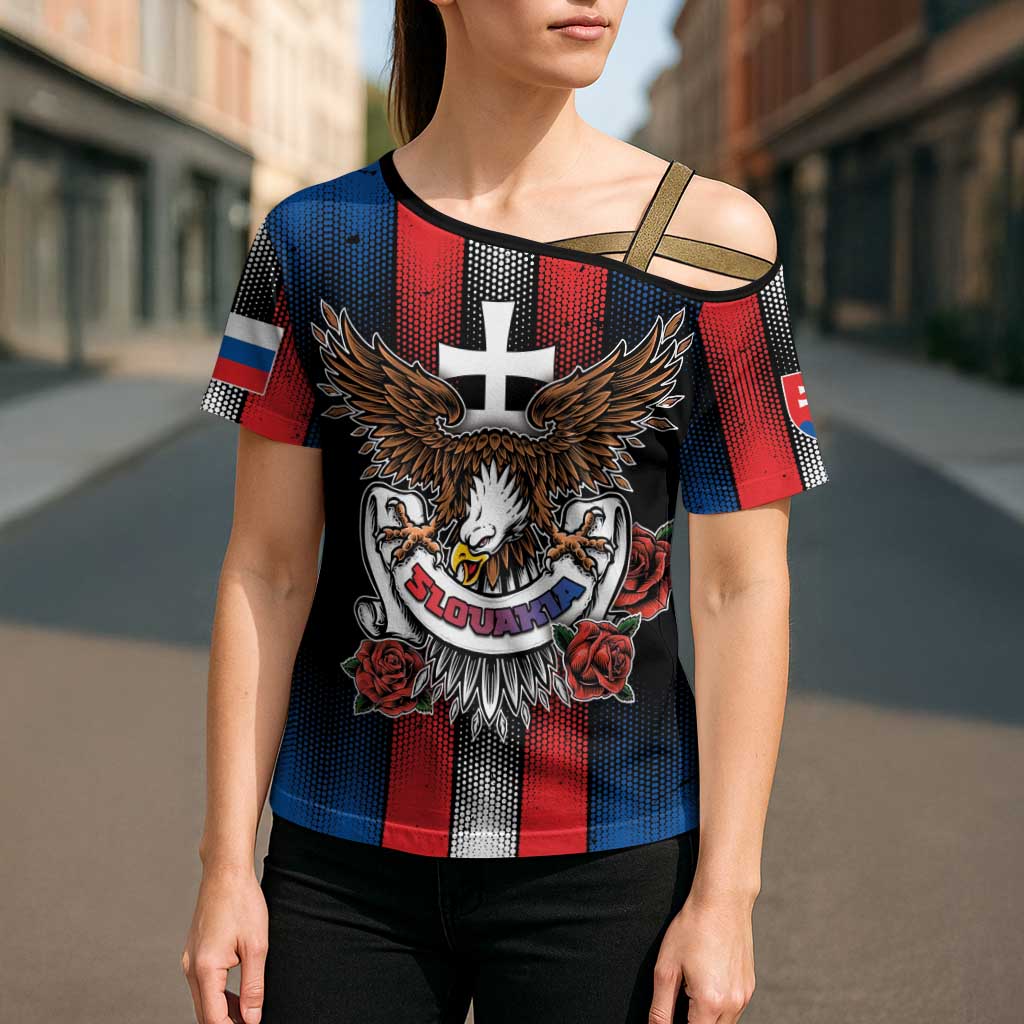 Personalized Slovakia Cross Shoulder Shirt The Eagle Double Cross Symbol - Wonder Print Shop