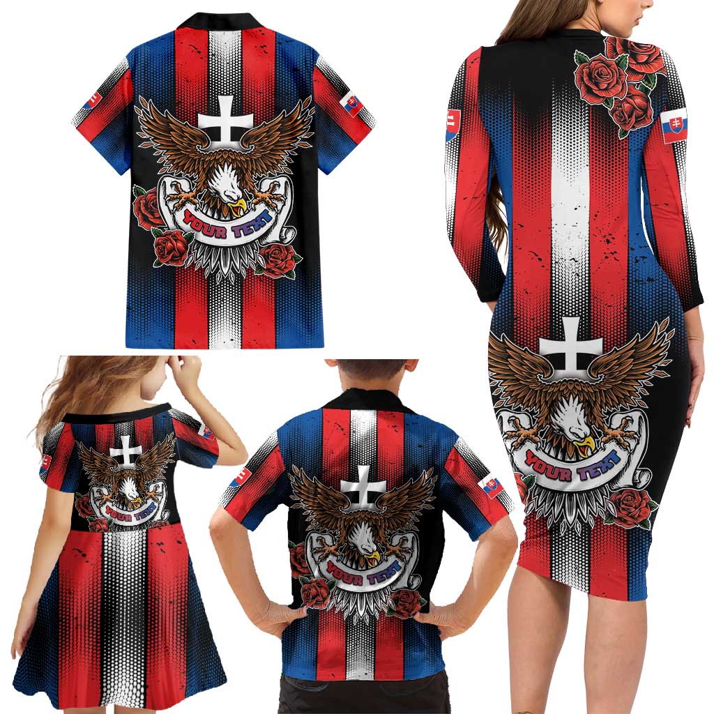 Personalized Slovakia Family Matching Long Sleeve Bodycon Dress and Hawaiian Shirt The Eagle Double Cross Symbol - Wonder Print Shop