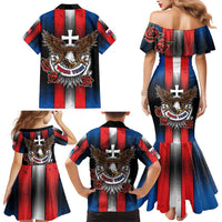 Personalized Slovakia Family Matching Mermaid Dress and Hawaiian Shirt The Eagle Double Cross Symbol - Wonder Print Shop