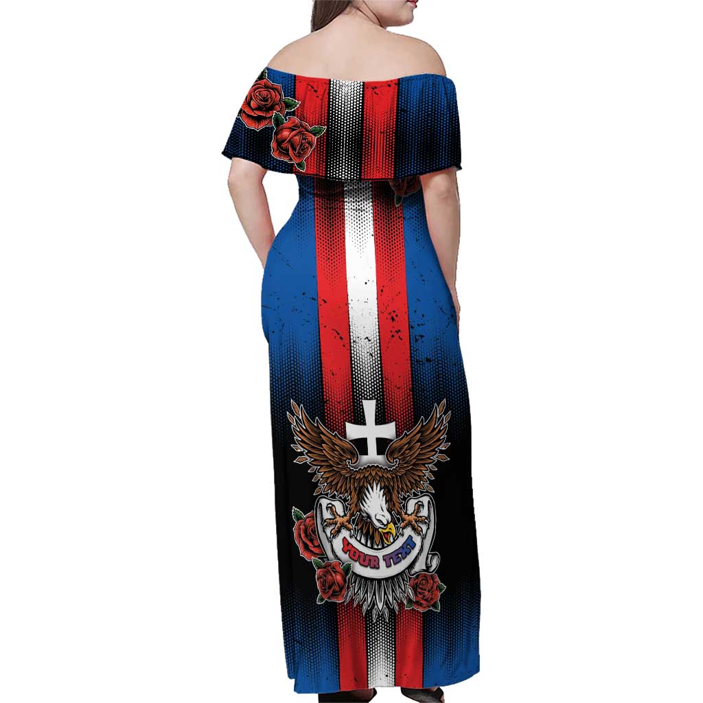 Personalized Slovakia Family Matching Off Shoulder Maxi Dress and Hawaiian Shirt The Eagle Double Cross Symbol - Wonder Print Shop