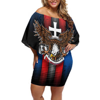 Personalized Slovakia Family Matching Off Shoulder Short Dress and Hawaiian Shirt The Eagle Double Cross Symbol - Wonder Print Shop
