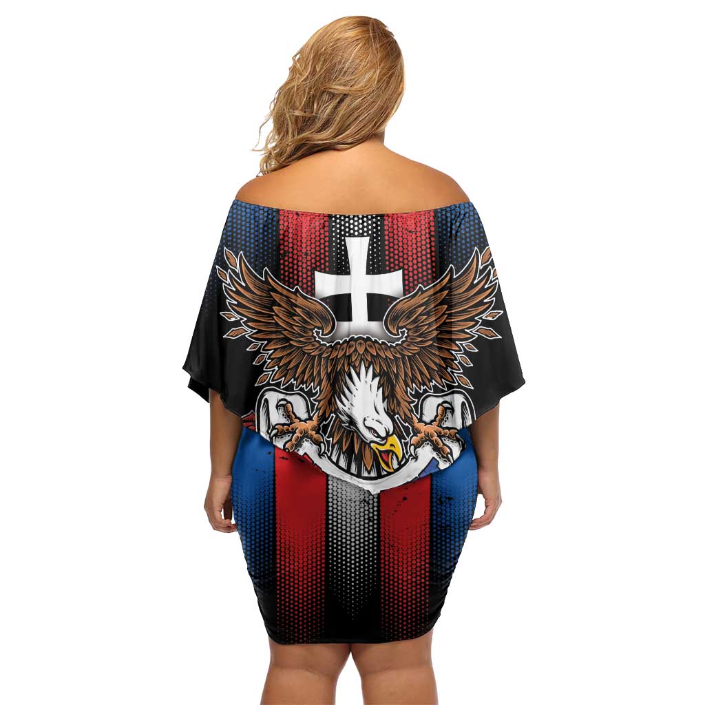 Personalized Slovakia Family Matching Off Shoulder Short Dress and Hawaiian Shirt The Eagle Double Cross Symbol - Wonder Print Shop