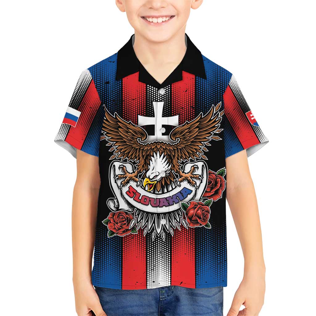 Personalized Slovakia Family Matching Off Shoulder Short Dress and Hawaiian Shirt The Eagle Double Cross Symbol - Wonder Print Shop