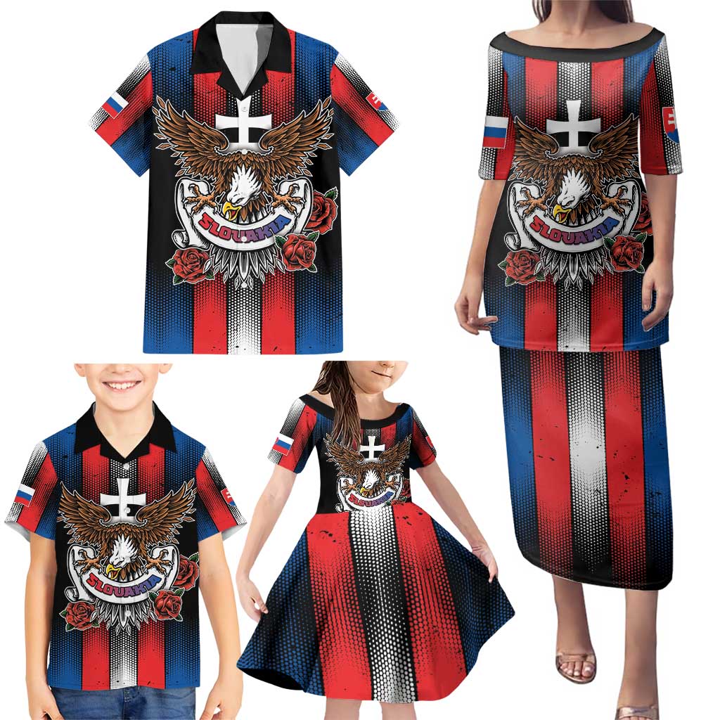 Personalized Slovakia Family Matching Puletasi and Hawaiian Shirt The Eagle Double Cross Symbol - Wonder Print Shop