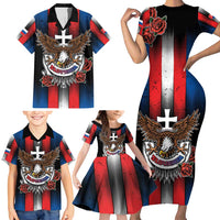 Personalized Slovakia Family Matching Short Sleeve Bodycon Dress and Hawaiian Shirt The Eagle Double Cross Symbol - Wonder Print Shop