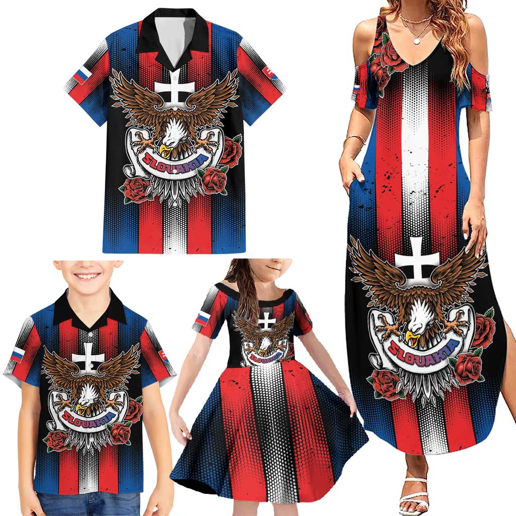 Personalized Slovakia Family Matching Summer Maxi Dress and Hawaiian Shirt The Eagle Double Cross Symbol - Wonder Print Shop