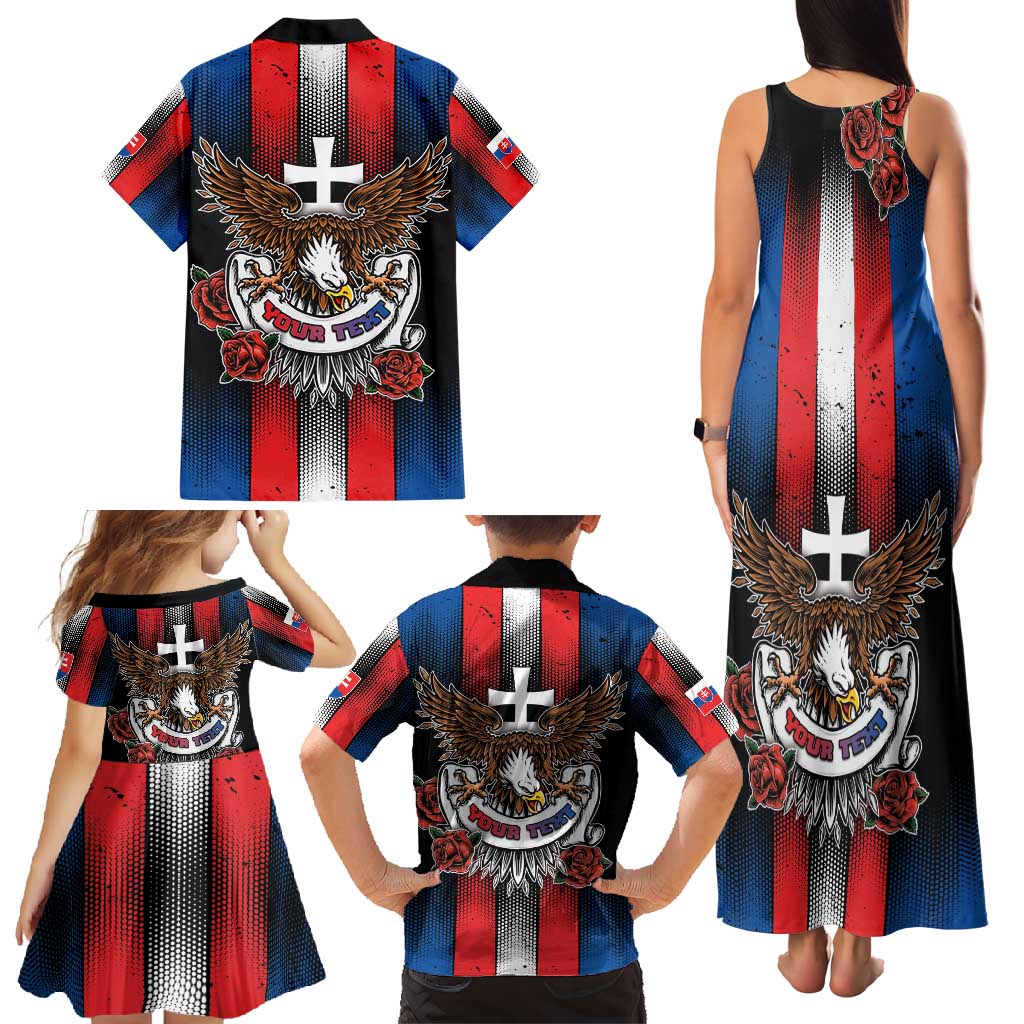 Personalized Slovakia Family Matching Tank Maxi Dress and Hawaiian Shirt The Eagle Double Cross Symbol - Wonder Print Shop