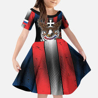 Personalized Slovakia Kid Short Sleeve Dress The Eagle Double Cross Symbol - Wonder Print Shop