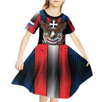 Personalized Slovakia Kid Short Sleeve Dress The Eagle Double Cross Symbol - Wonder Print Shop