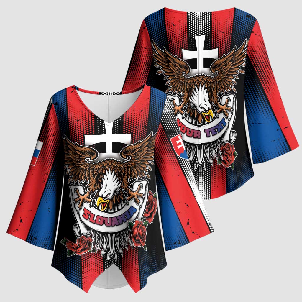 Personalized Slovakia Kimono Sleeve Blouse The Eagle Double Cross Symbol - Wonder Print Shop