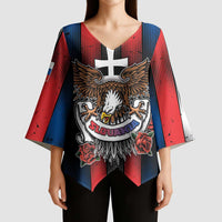 Personalized Slovakia Kimono Sleeve Blouse The Eagle Double Cross Symbol - Wonder Print Shop