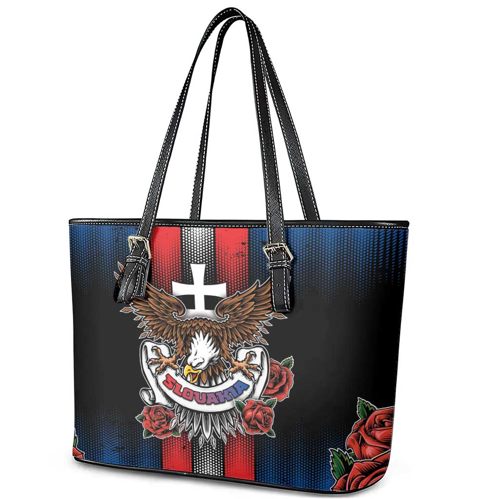 Slovakia Leather Tote Bag The Eagle Double Cross Symbol - Wonder Print Shop