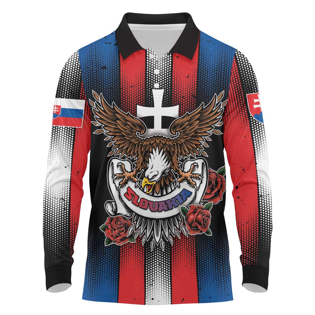 Personalized Slovakia Long Sleeve Polo Shirt The Eagle Double Cross Symbol - Wonder Print Shop