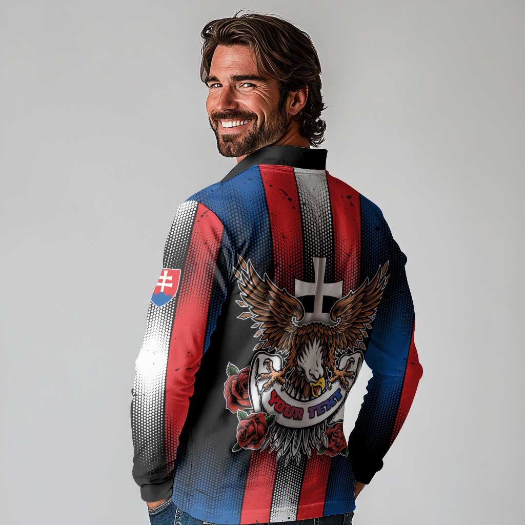 Personalized Slovakia Long Sleeve Polo Shirt The Eagle Double Cross Symbol - Wonder Print Shop
