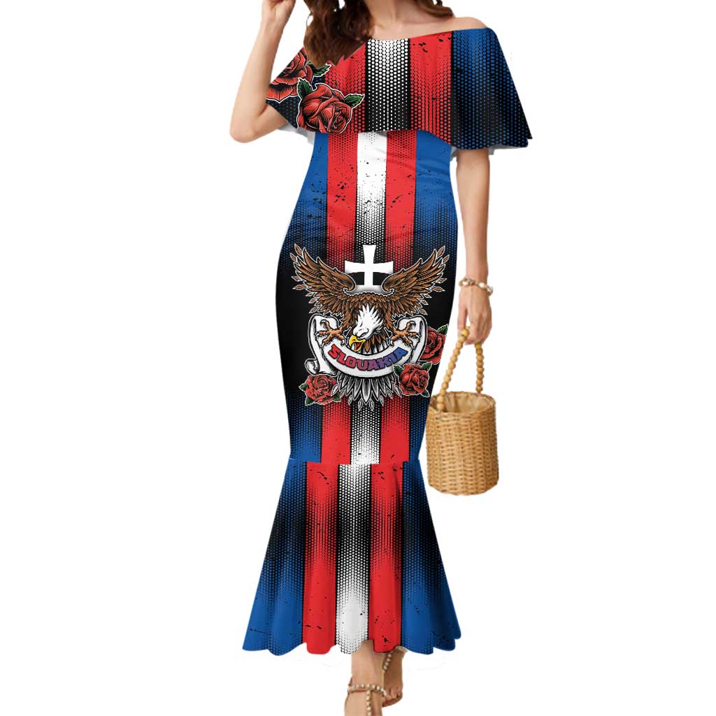 Personalized Slovakia Mermaid Dress The Eagle Double Cross Symbol - Wonder Print Shop