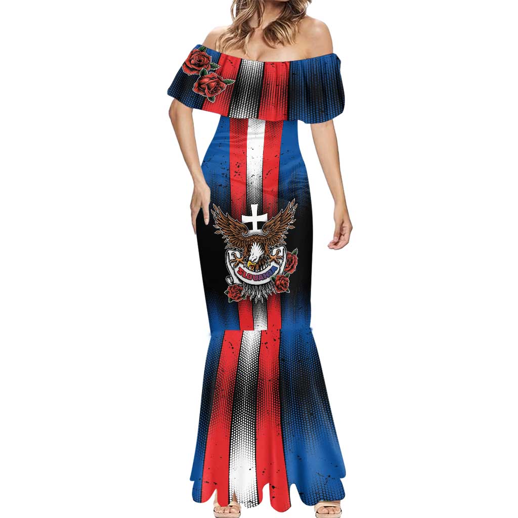 Personalized Slovakia Mermaid Dress The Eagle Double Cross Symbol - Wonder Print Shop