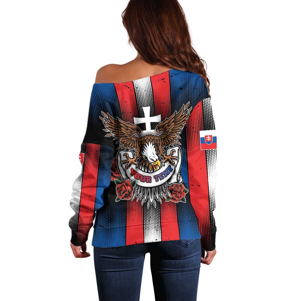 Personalized Slovakia Off Shoulder Sweater The Eagle Double Cross Symbol - Wonder Print Shop