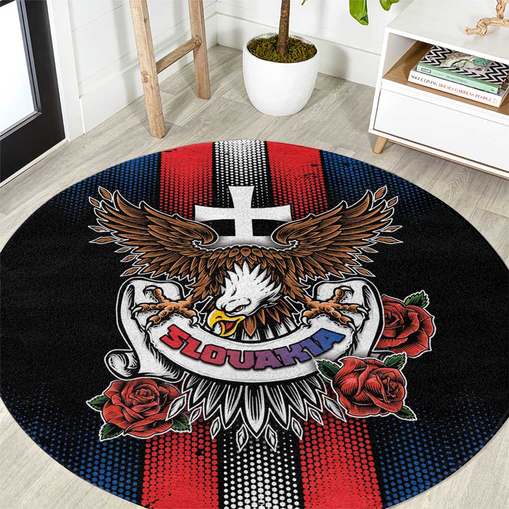 Slovakia Round Carpet The Eagle Double Cross Symbol - Wonder Print Shop