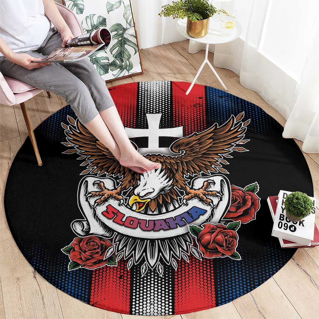 Slovakia Round Carpet The Eagle Double Cross Symbol - Wonder Print Shop