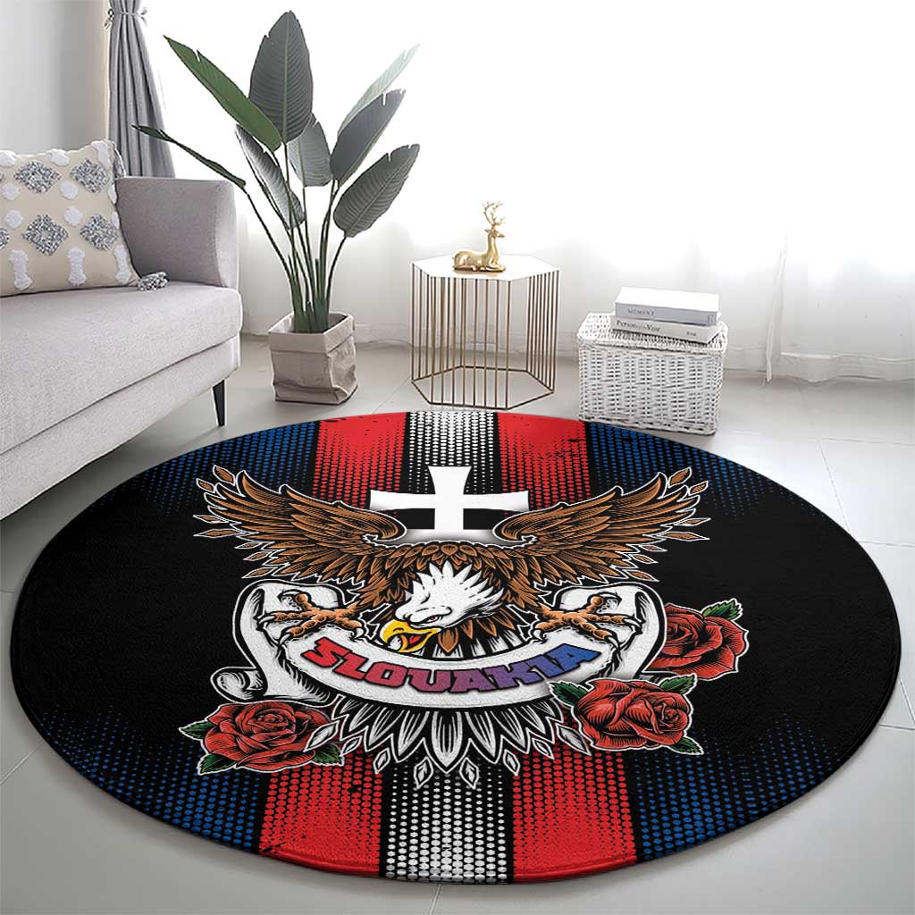 Slovakia Round Carpet The Eagle Double Cross Symbol - Wonder Print Shop
