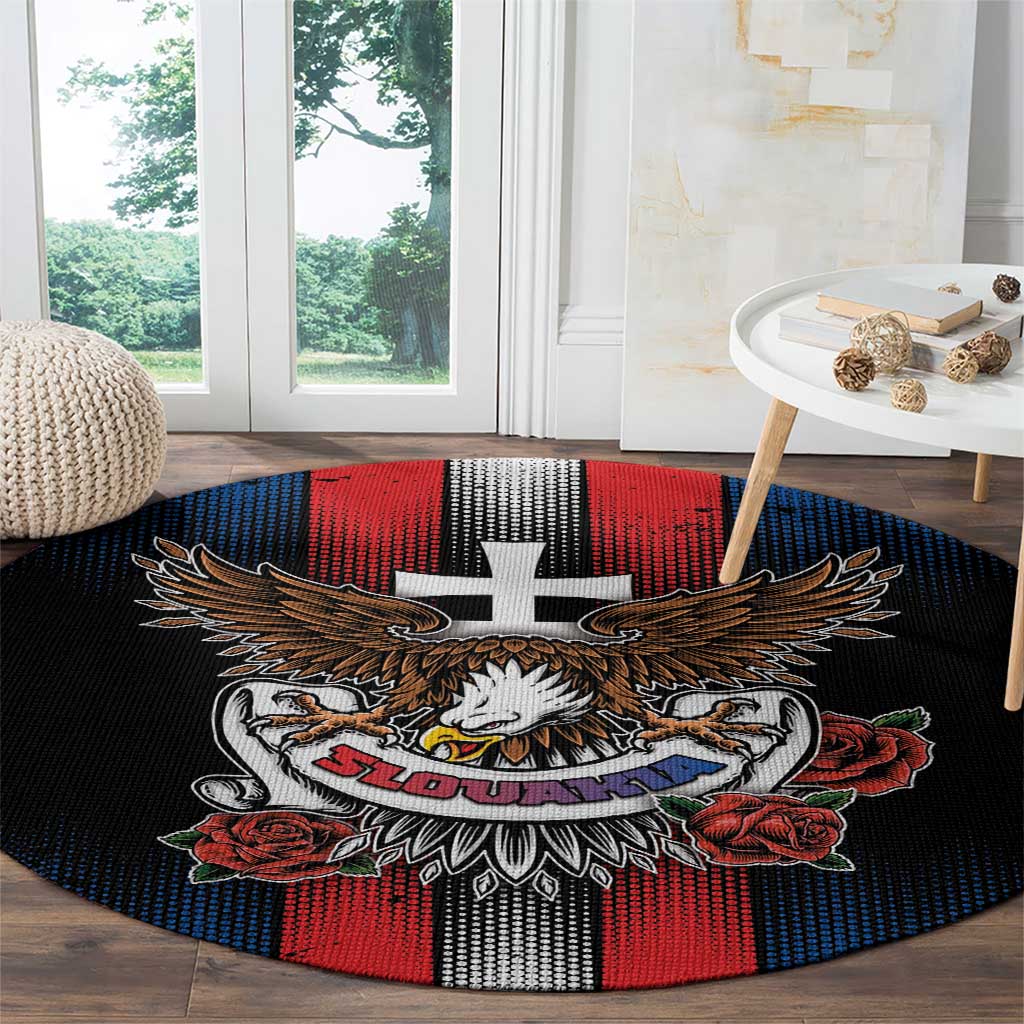 Slovakia Round Carpet The Eagle Double Cross Symbol - Wonder Print Shop
