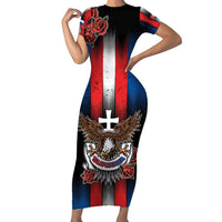 Personalized Slovakia Short Sleeve Bodycon Dress The Eagle Double Cross Symbol - Wonder Print Shop