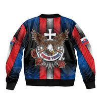 Personalized Slovakia Sleeve Zip Bomber Jacket The Eagle Double Cross Symbol - Wonder Print Shop