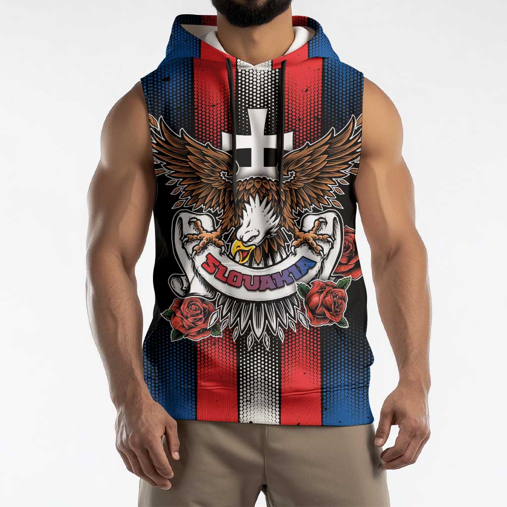 Personalized Slovakia Sleeveless Hoodie The Eagle Double Cross Symbol - Wonder Print Shop