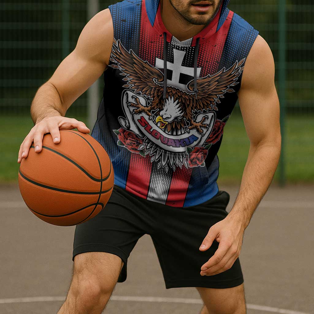 Personalized Slovakia Sleeveless Hoodie The Eagle Double Cross Symbol - Wonder Print Shop
