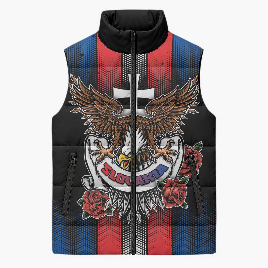 Personalized Slovakia Sleeveless Puffer Jacket The Eagle Double Cross Symbol - Wonder Print Shop