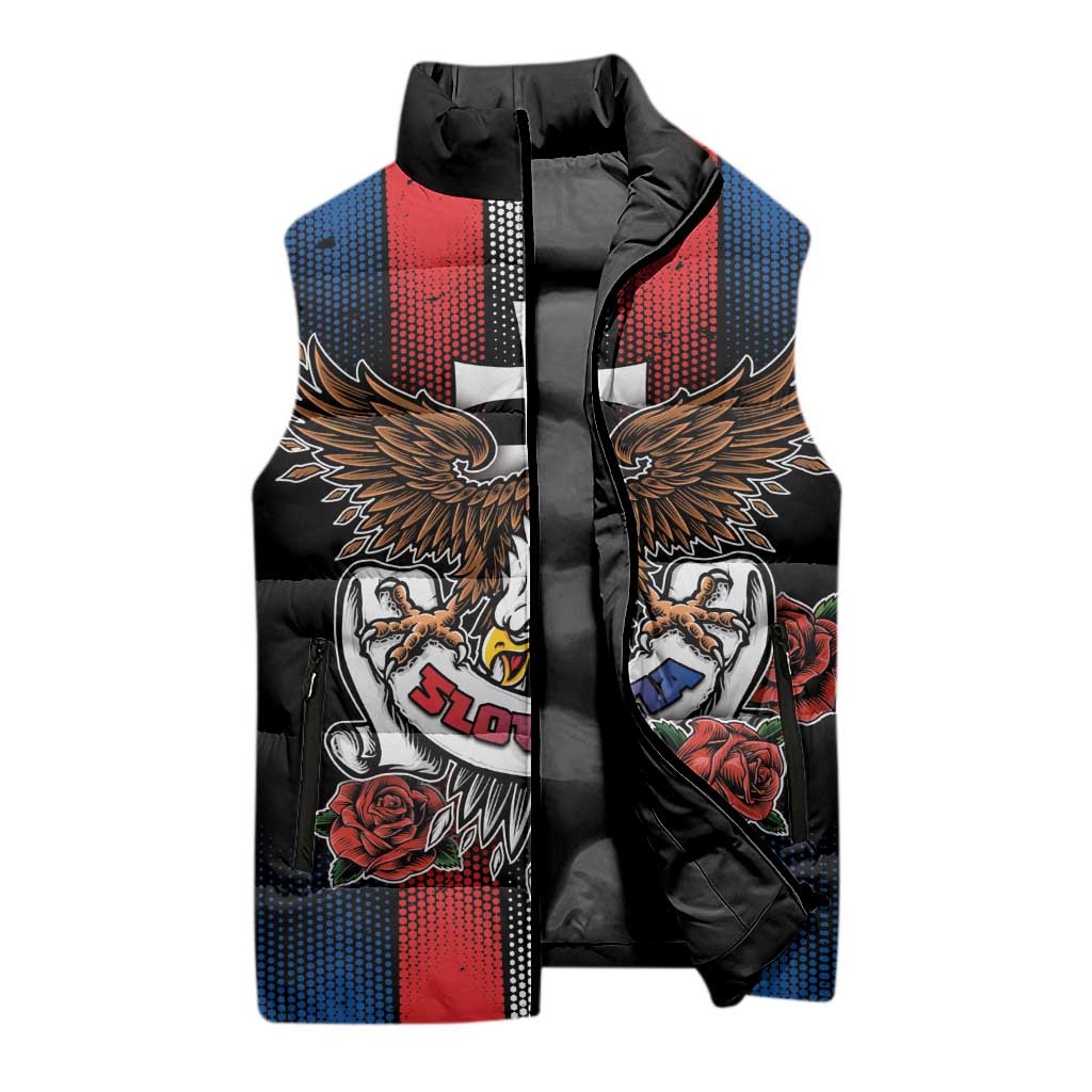 Personalized Slovakia Sleeveless Puffer Jacket The Eagle Double Cross Symbol - Wonder Print Shop
