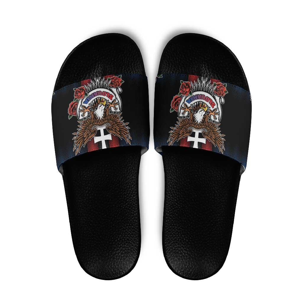 Slovakia Slide Sandals The Eagle Double Cross Symbol - Wonder Print Shop