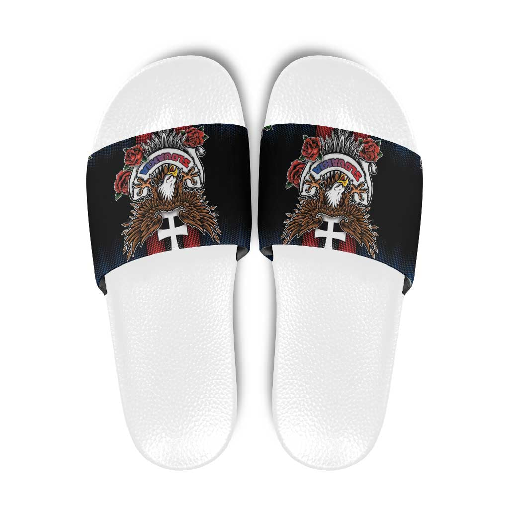 Slovakia Slide Sandals The Eagle Double Cross Symbol - Wonder Print Shop