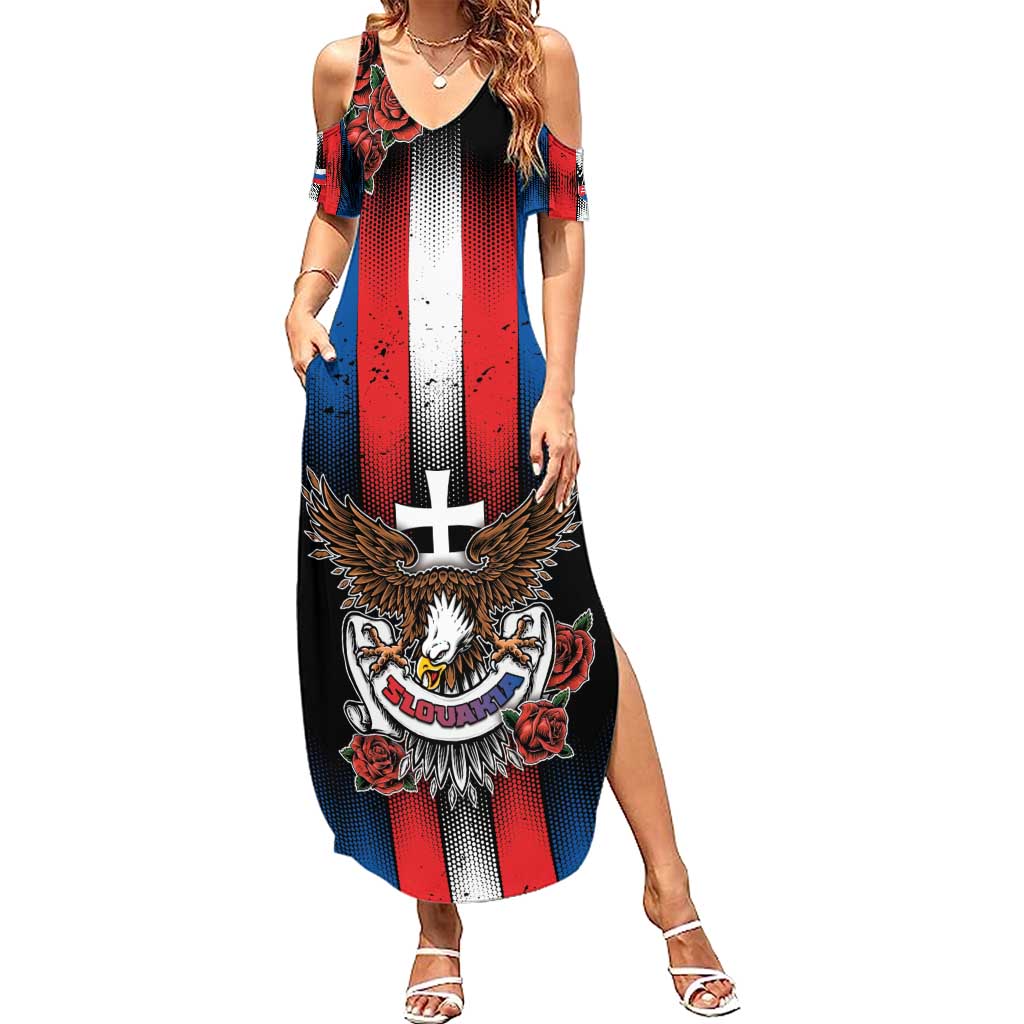 Personalized Slovakia Summer Maxi Dress The Eagle Double Cross Symbol - Wonder Print Shop