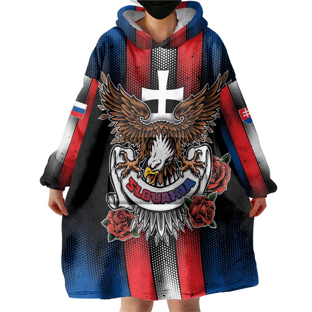 Personalized Slovakia Wearable Blanket Hoodie The Eagle Double Cross Symbol - Wonder Print Shop