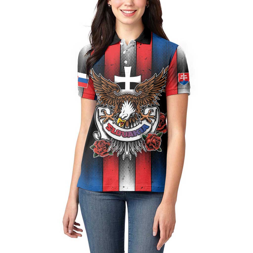 Personalized Slovakia Women Polo Shirt The Eagle Double Cross Symbol - Wonder Print Shop