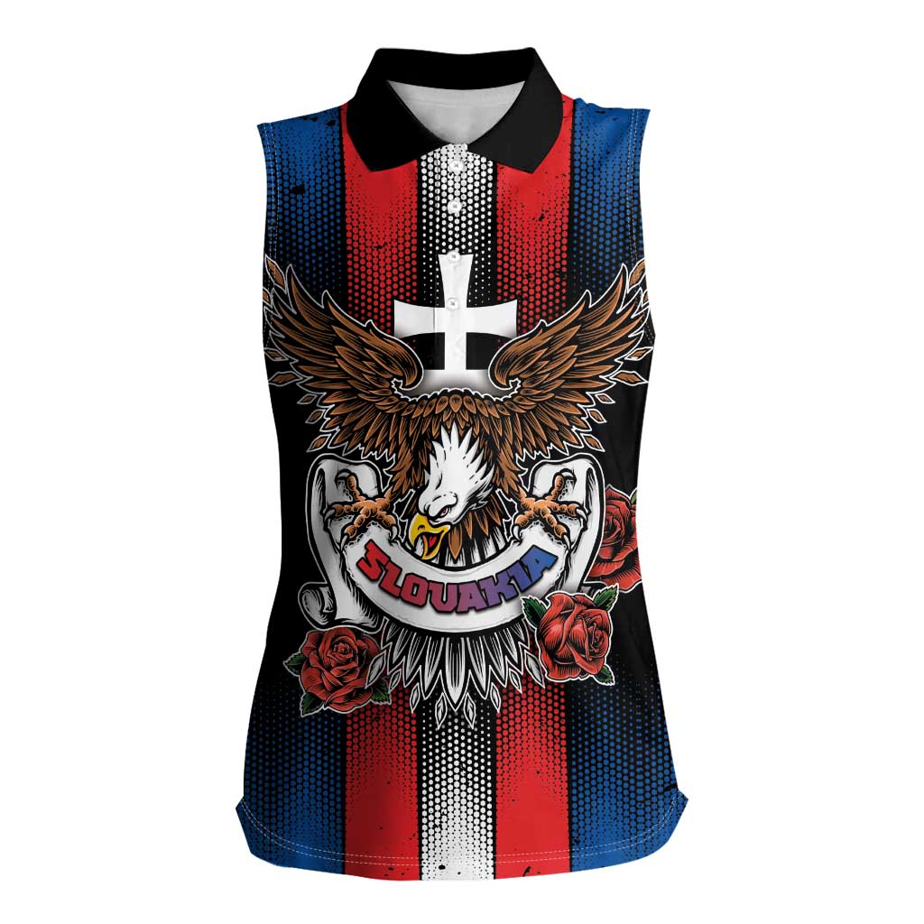 Personalized Slovakia Women Sleeveless Polo Shirt The Eagle Double Cross Symbol - Wonder Print Shop