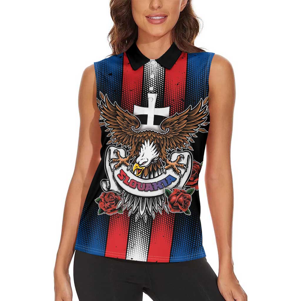 Personalized Slovakia Women Sleeveless Polo Shirt The Eagle Double Cross Symbol - Wonder Print Shop