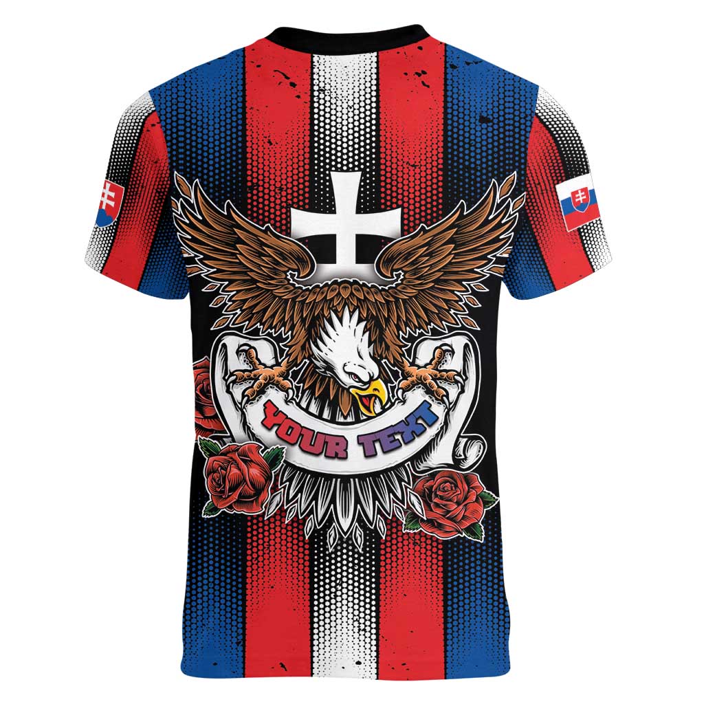 Personalized Slovakia Women V-Neck T-Shirt The Eagle Double Cross Symbol - Wonder Print Shop