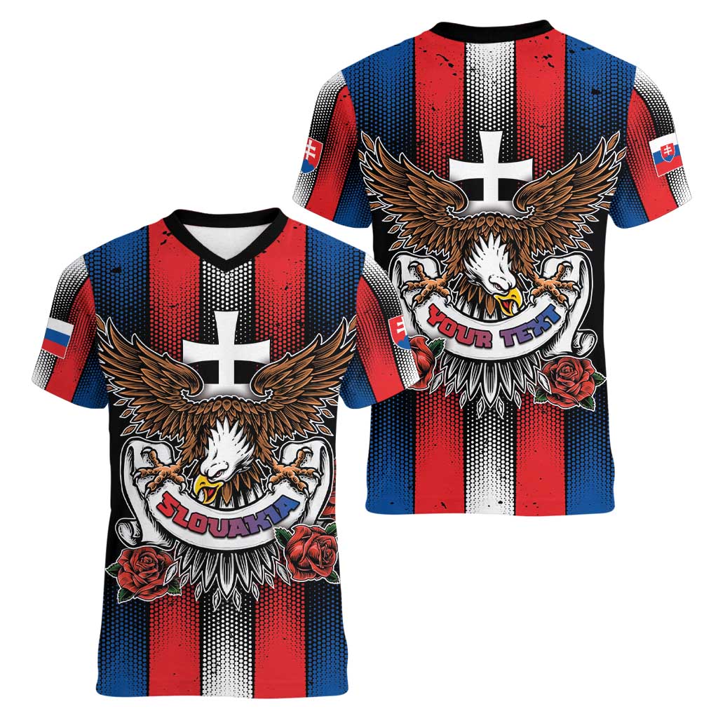 Personalized Slovakia Women V-Neck T-Shirt The Eagle Double Cross Symbol - Wonder Print Shop
